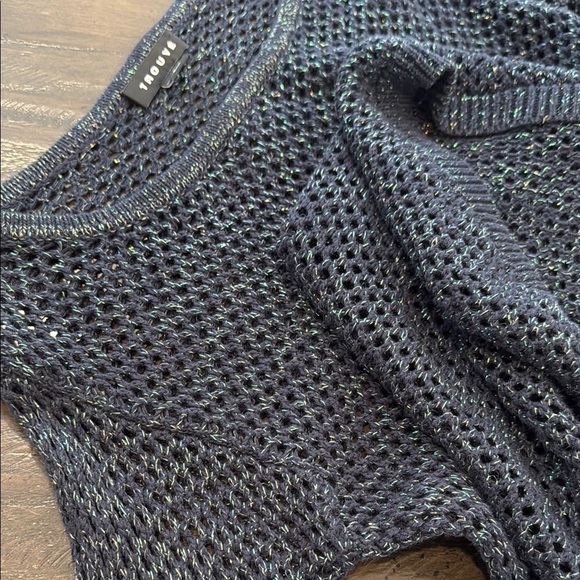 Trouvé XS Black Metallic Mesh Long Sleeve Sweater - Picture 8 of 8